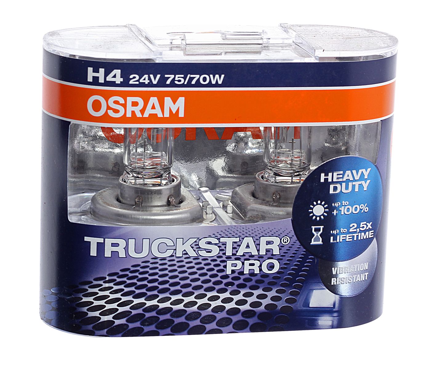 Автолампа H4 (75/70) P43t-38 +120% TRUCKSTAR PRO (евробокс, 2шт) 24V OSRAM /1/10