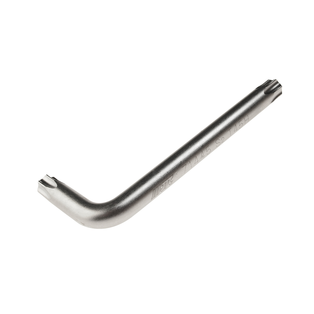 JTC-71445 - Ключ TORX Г-образный T45H с отверстием JTC - 
Материал: S2 сталь.
Размер: T45H.
Размер удлиненной части: 82 мм.
Размер короткой части: 28 мм.
