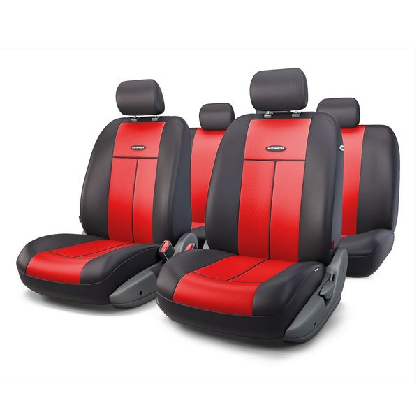Чехлы на сиденье TT-902P  BLACK/RED полиэстер, AIRBAG (9шт) AUTOPROFI /1/6