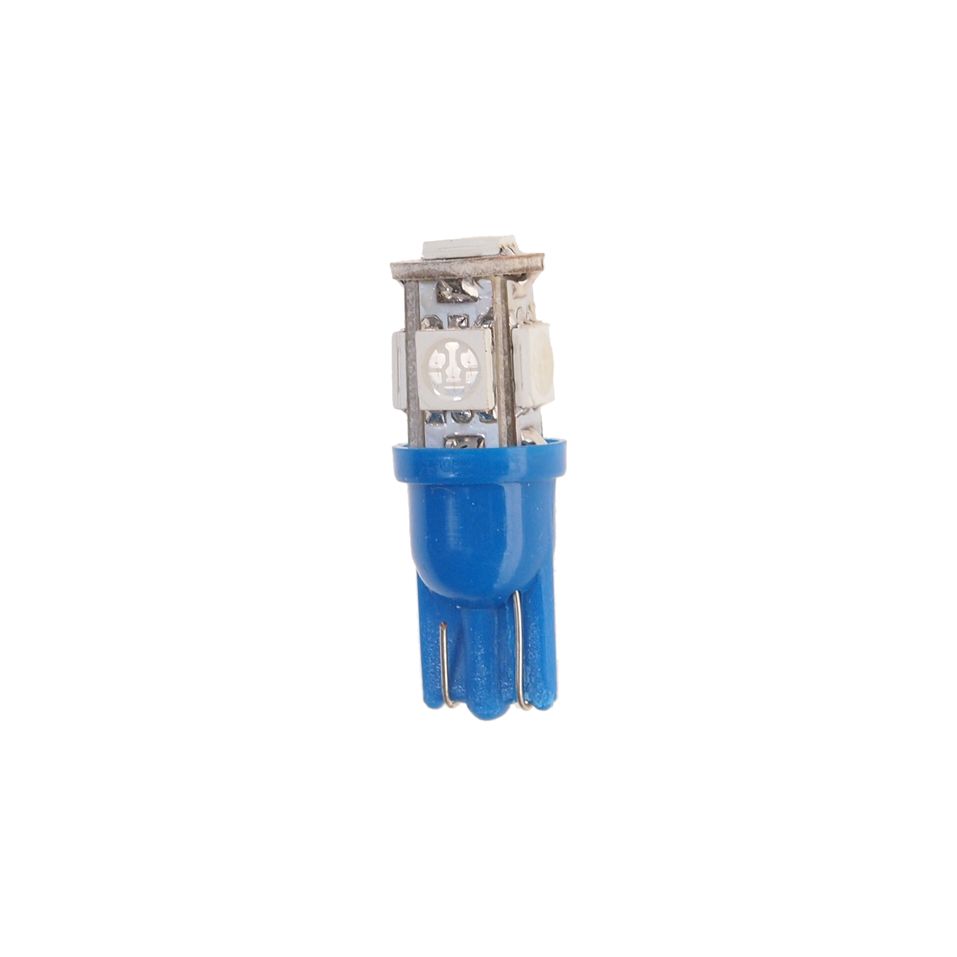 Автолампа T10W (W2,1x9,5d) 5 SMD 5050 BLUE 30лм 12V MEGAPOWER /10 /100 OLD