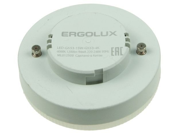 Лампа светодиодная GX53-15W-GX53 холодный свет ERGOLUX 1/10/100