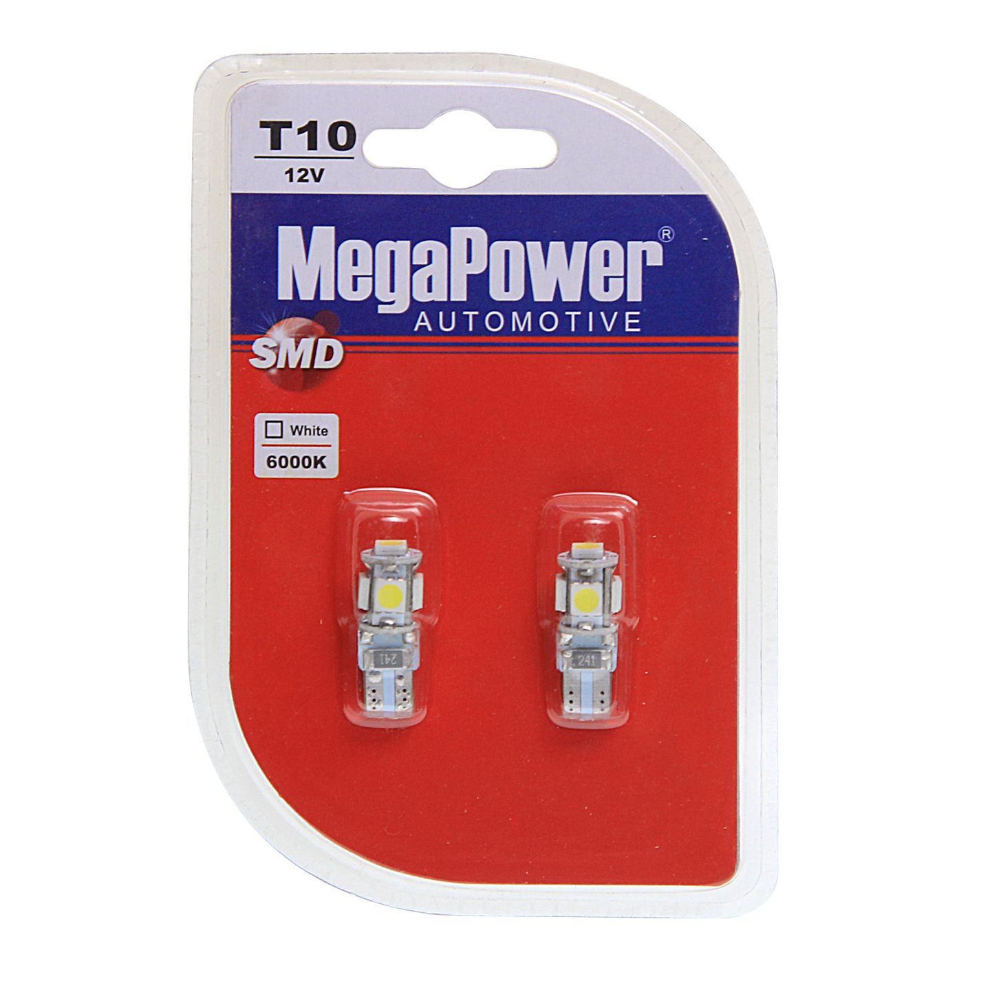 Автолампа T10W (W2,1x9,5d) 5 SMD 5050 WHITE 6000K с блокиратором ошибок CANbus блистер (2шт) 180лм
