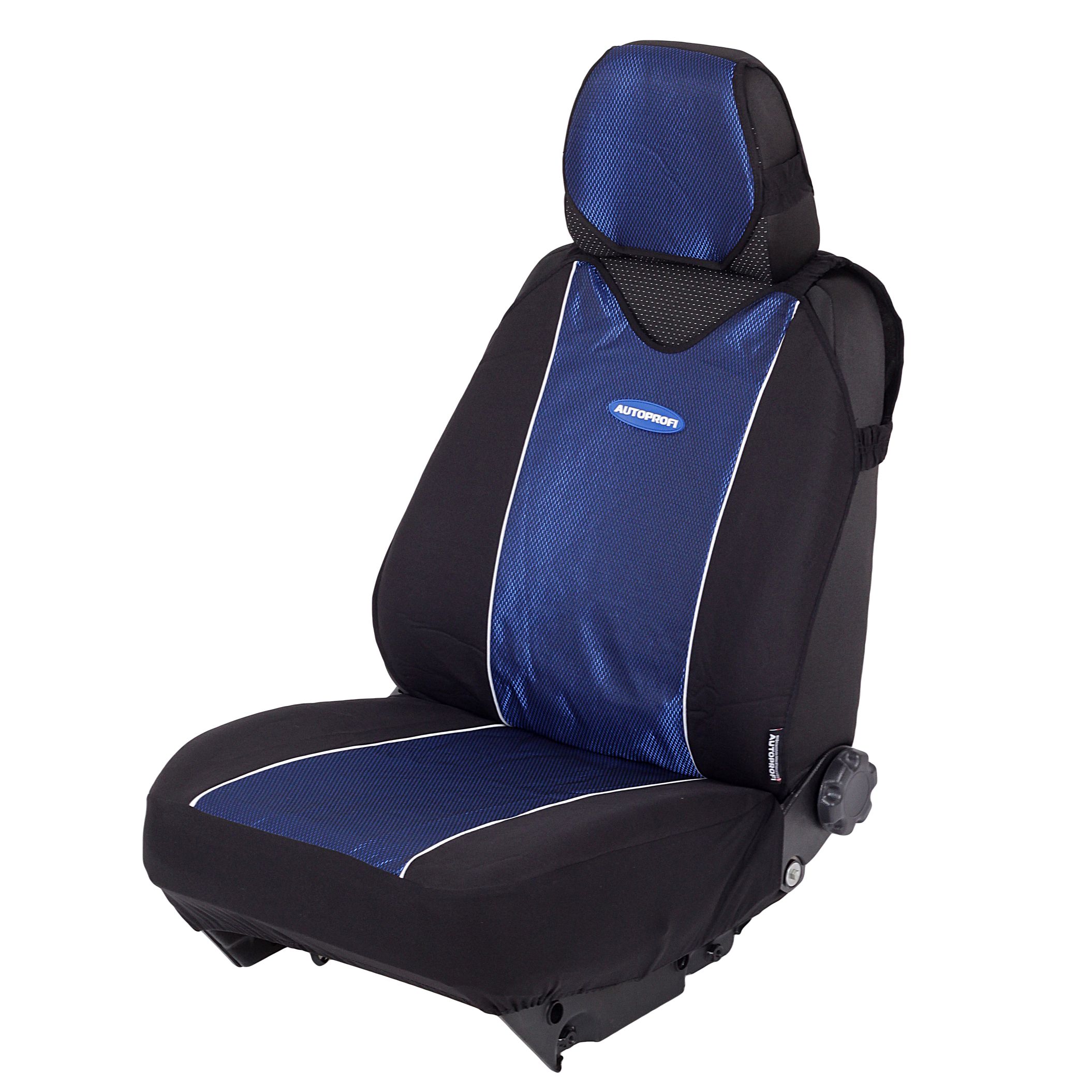 Чехлы на сиденье CARBON PLUS CRB-402Pf BLACK/BLUE передние (майка) (4шт) AUTOPROFI /1/10
