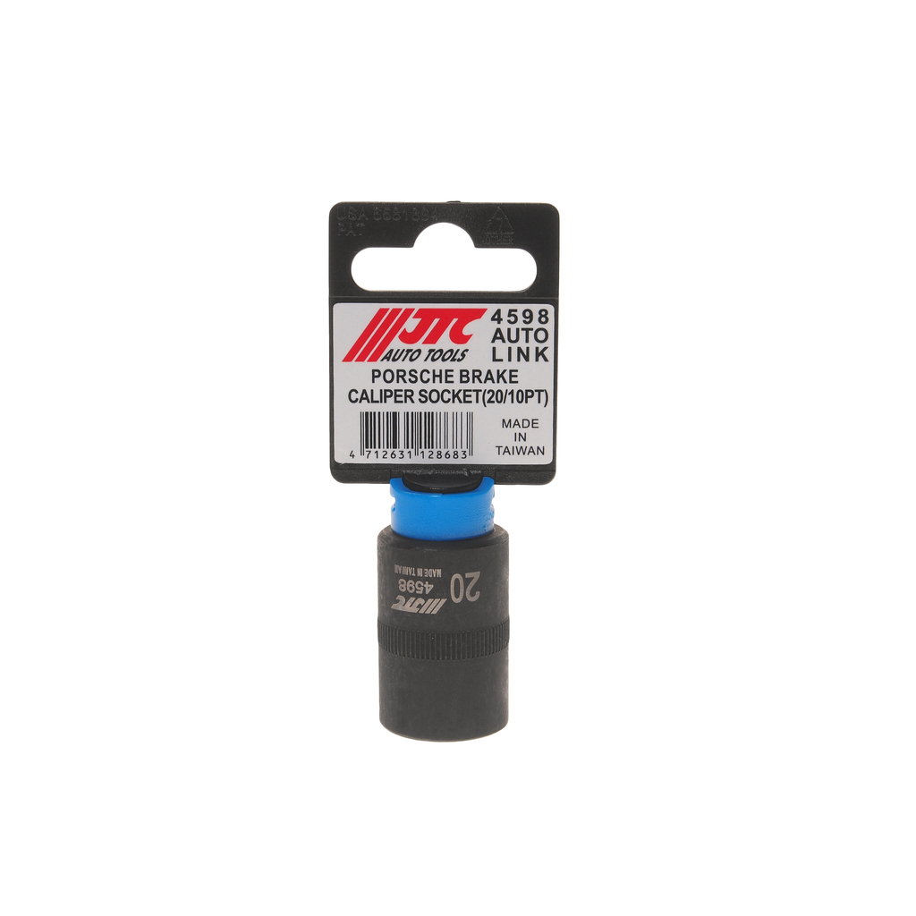 JTC-4598 - Головка для демонтажа суппортов 1/2" 20мм 10-ти гранная L=38мм (PORSCHE) JTC - 
Используется для снятия и установки тормозного суппорта.
Размер: 1/2" DR. 20 мм х 10 РТ.
Длина: 38 мм.
Применение: Porsche.
Габаритные размеры: 100/44/25 мм. (Д/Ш/В