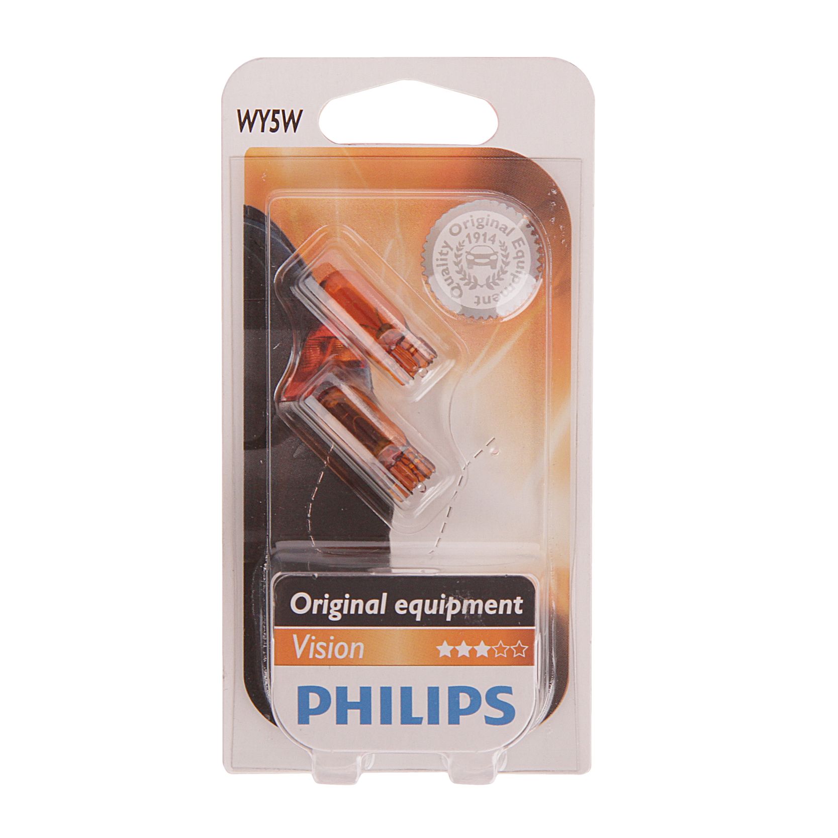 Автолампа WY5W (W2.1*9.5d) YELLOW (блистер, 2шт) 12V PHILIPS /1/10