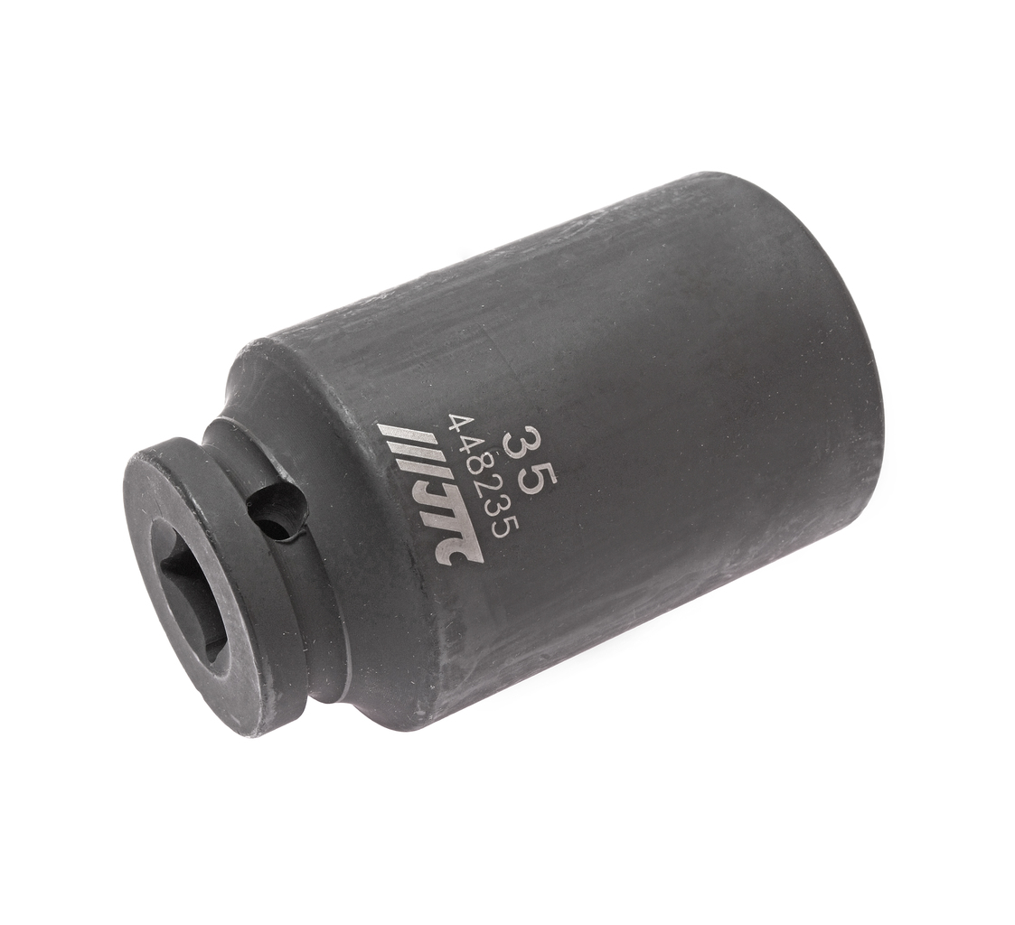 JTC-448235 - Головка торцевая 1/2" 35мм ударная глубокая L=82мм JTC - 
  6 граней, метрический размер. 
  Изготовлена из высококачественной хром-молибденовой стали. 
  Размер: 1/2"х35 мм.
  Общая длина: 82 мм. 
  Количество в оптовой упаковке: 5