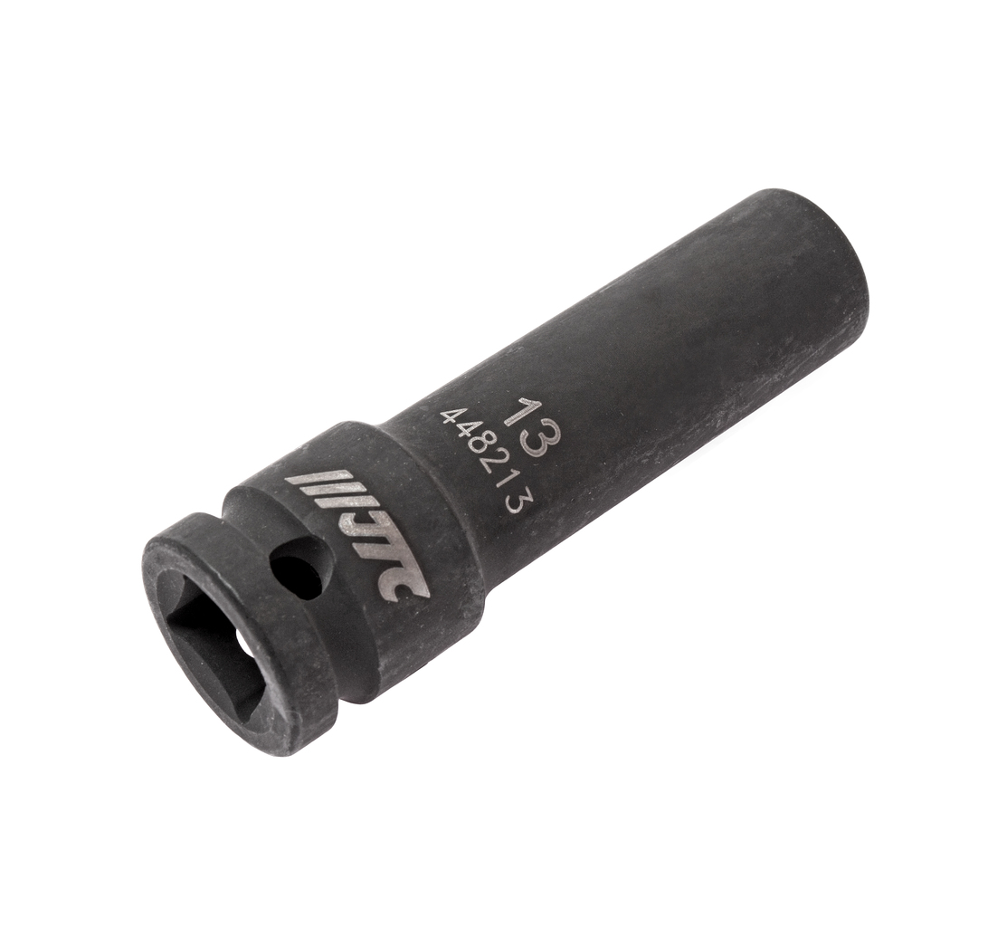 JTC-448213 - Головка торцевая 1/2" 13мм ударная глубокая L=82мм JTC - 
  6 граней, метрический размер. 
  Изготовлена из высококачественной хром-молибденовой стали. 
  Размер: 1/2"х13 мм.
  Общая длина: 82 мм. 
  Количество в оптовой упаковке: 1