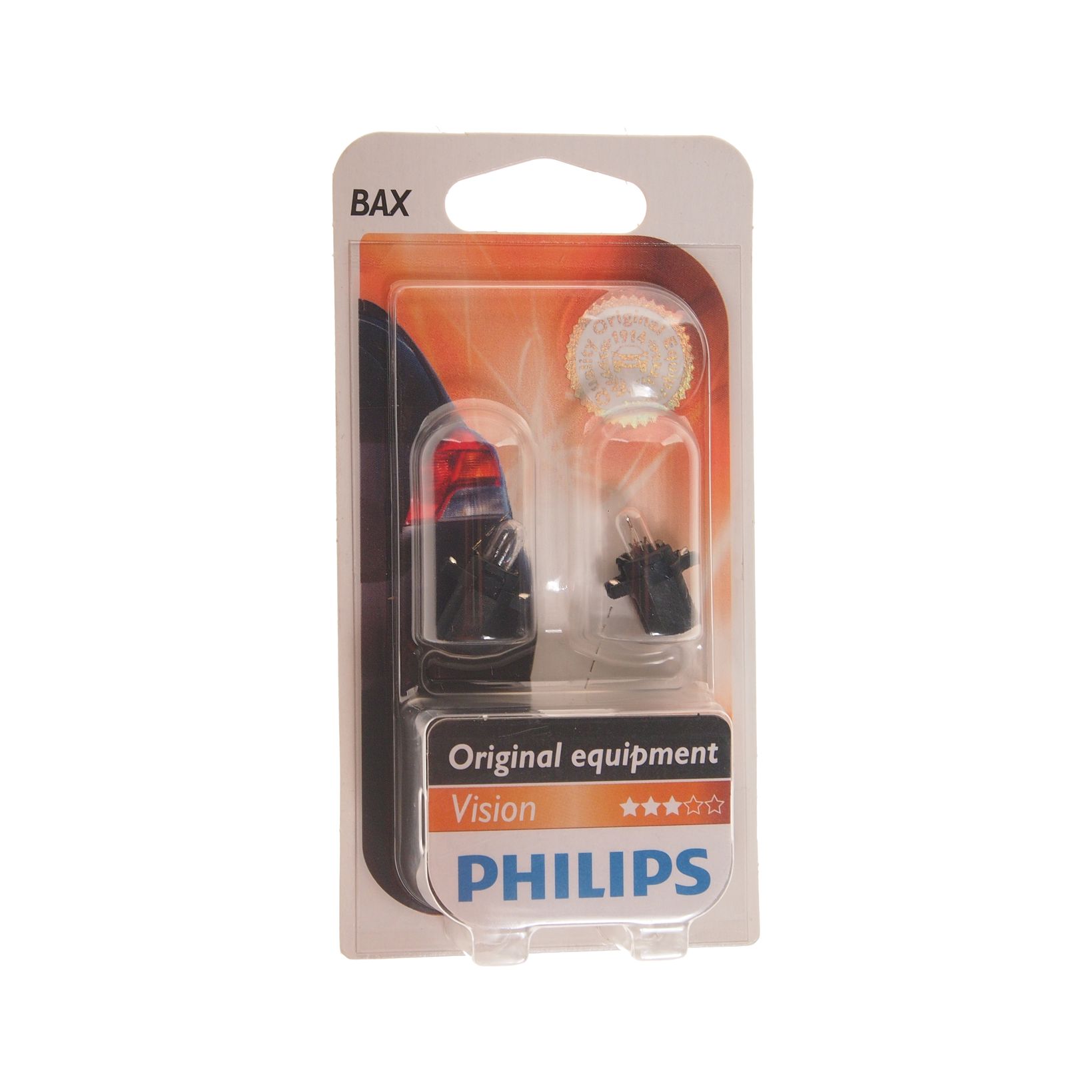 Автолампа BAX1.2W с черным патроном (BAX8.3s/1.35) (блистер,2шт) 12V PHILIPS 1/10/200