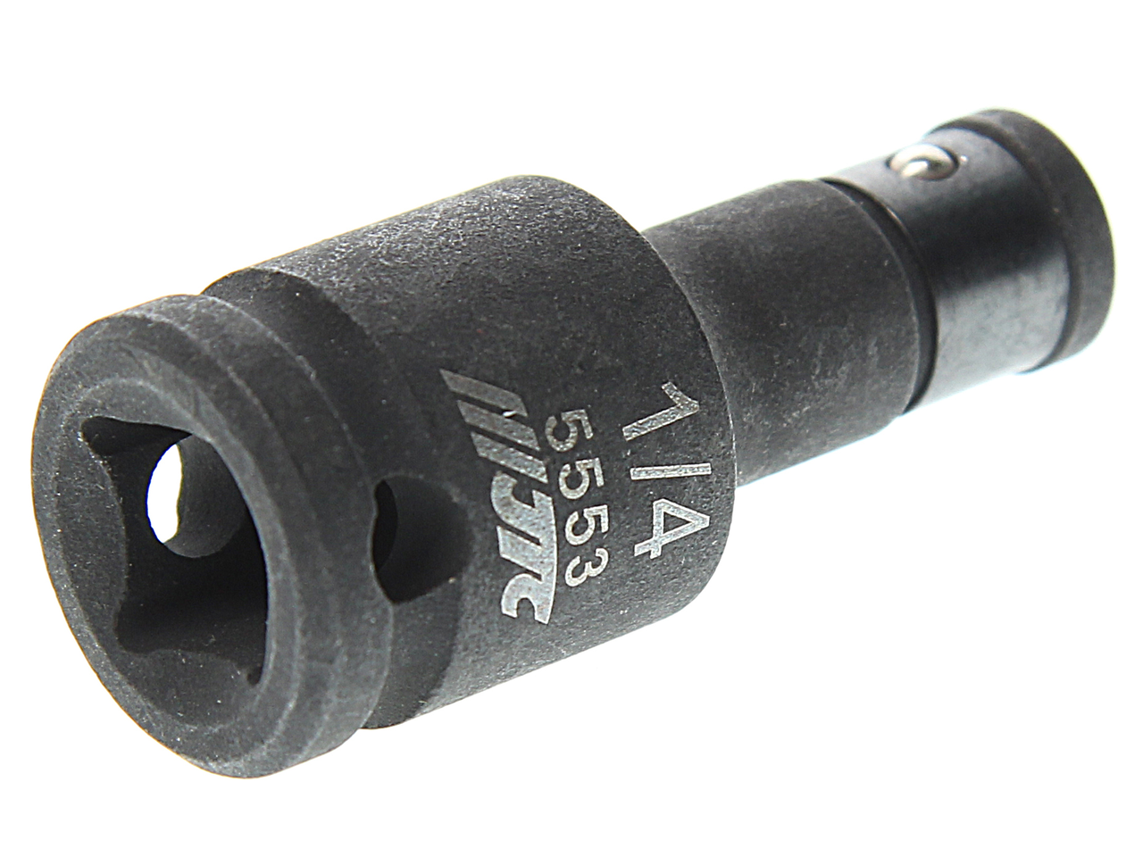 JTC-5553 - Держатель бит 3/8"х1/4" ударный JTC - 
Предназначен для бит размером &frac14;"
Стальная пружина предотвращает выпадение биты
Материал: хроммолибденовый сплав
S: 3/8" x 6.35
L: 48 мм
