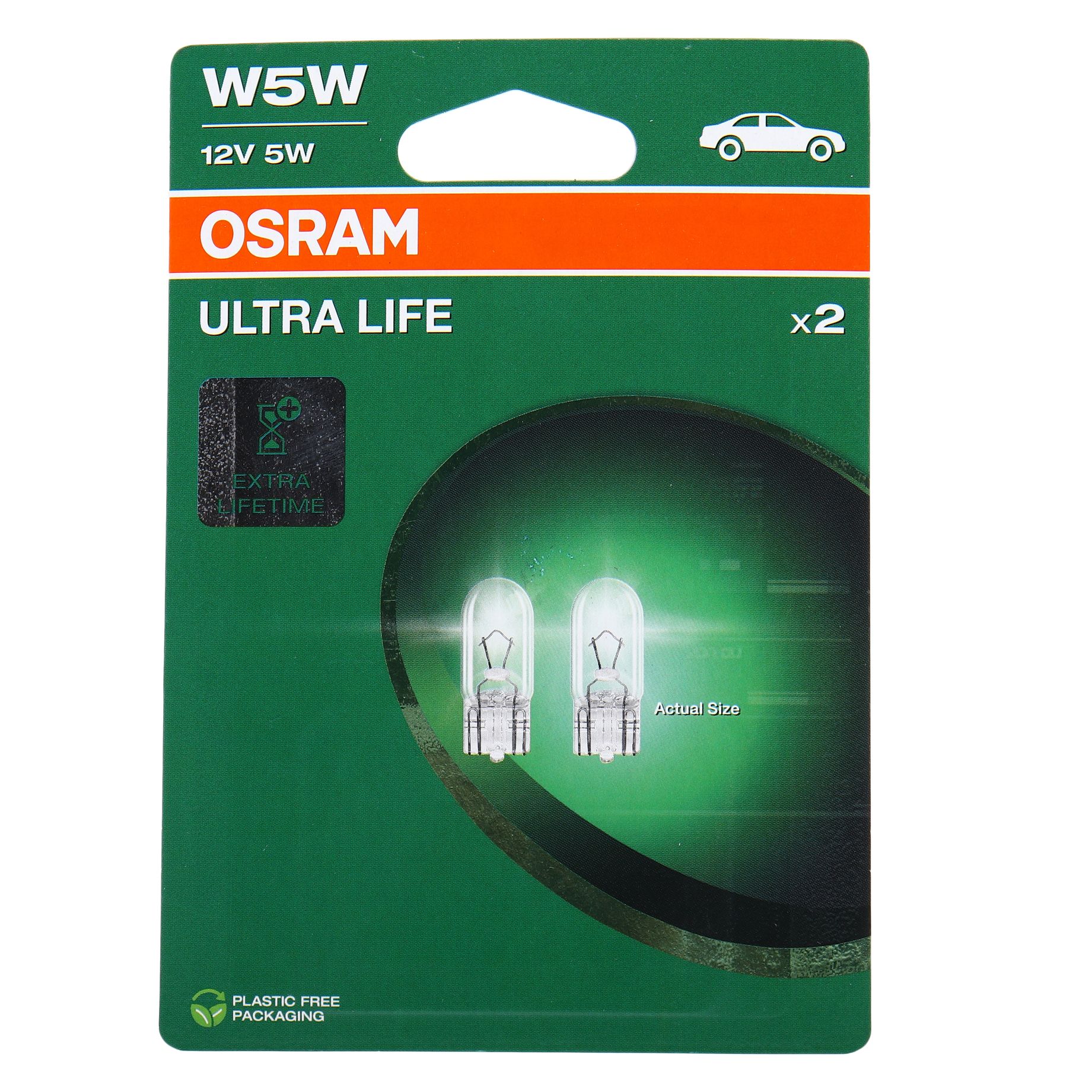 Автолампа W5W (W2.1*9.5d) ULTRA LIFE (блистер, 2шт) 12V OSRAM /1/10/50/200