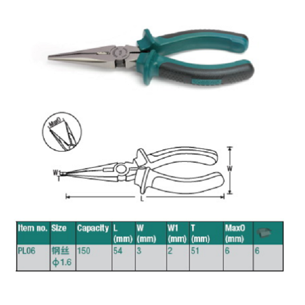 PL06 Длинногубцы ROSSVIK 6"