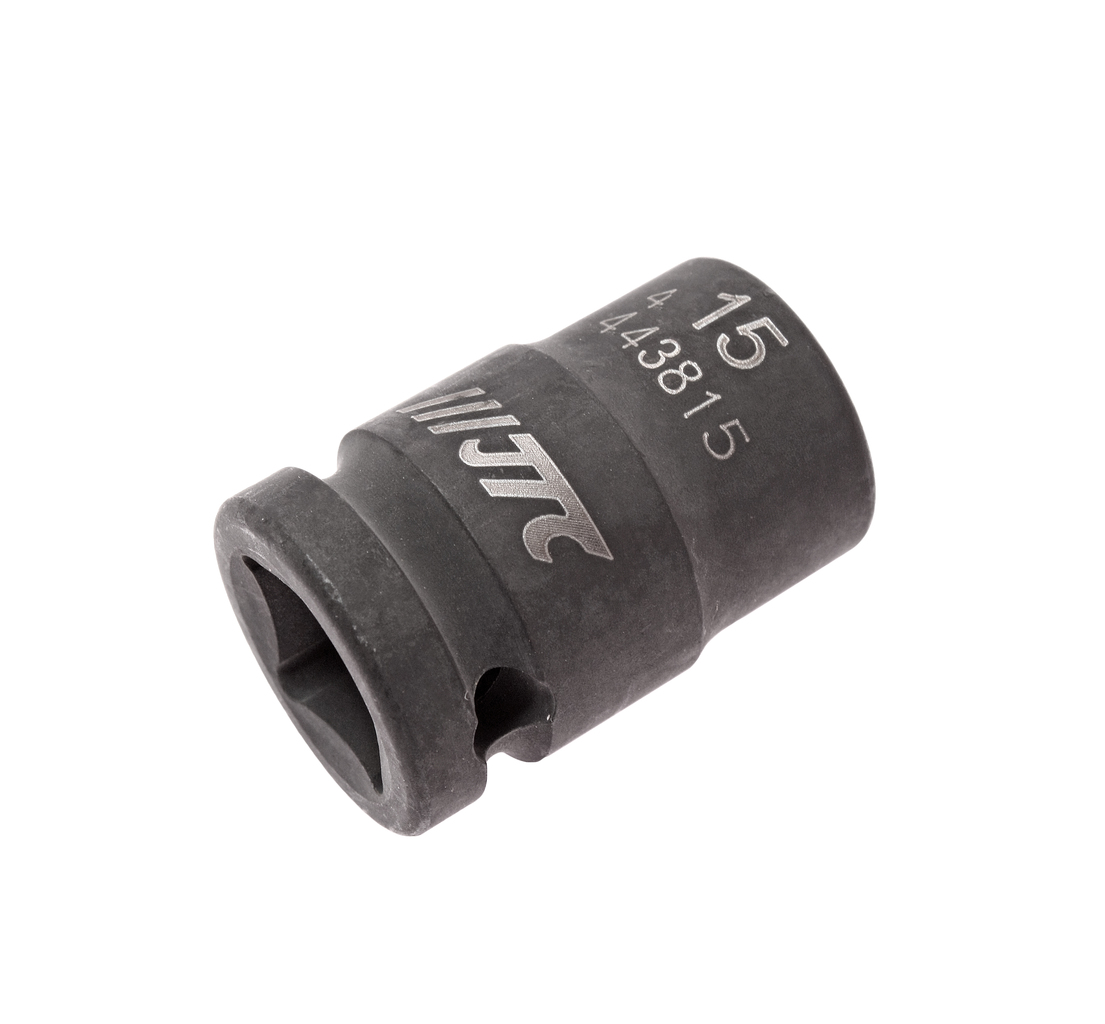 JTC-443815 - Головка торцевая 1/2" 15мм ударная L=38мм JTC - 
  6 граней, метрический размер. 
  Изготовлена из высококачественной хром-молибденовой стали. 
  Размер: 1/2"х15 мм.
  Общая длина: 38 мм. 
  Количество в оптовой упаковке: 10 шт. и 2