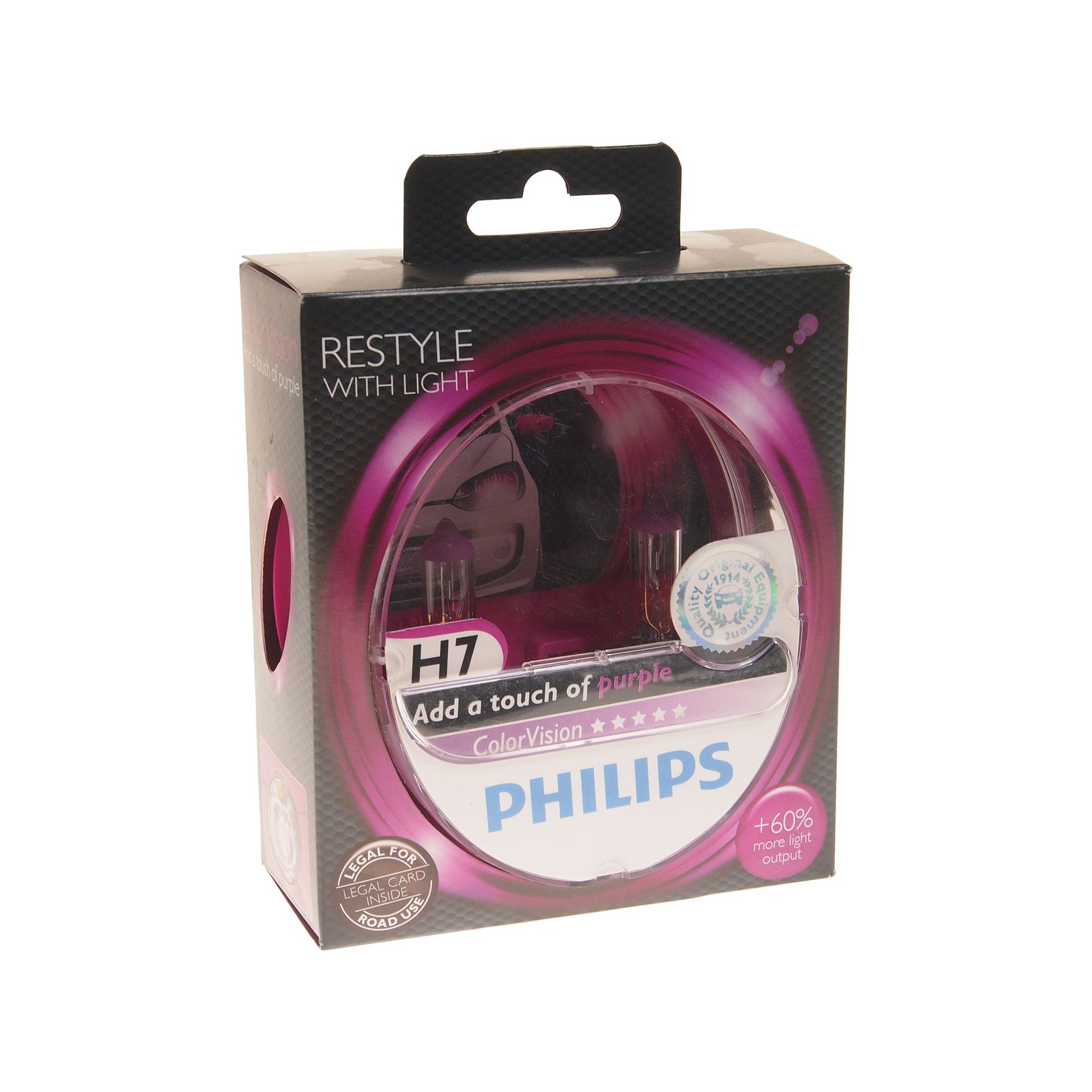 Автолампа H7 (55) PX26d+60% COLOR VISION PURPLE 3350K (2шт) 12V PHILIPS /1/5 OLD