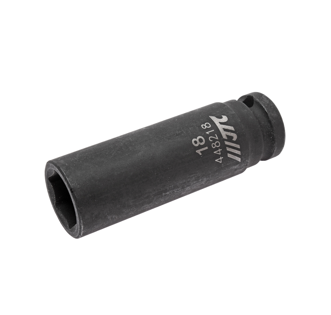 JTC-448218 - Головка торцевая 1/2" 18мм ударная глубокая L=82мм JTC - 
  6 граней, метрический размер. 
  Изготовлена из высококачественной хром-молибденовой стали. 
  Размер: 1/2"х18 мм.
  Общая длина: 82 мм. 
  Количество в оптовой упаковке: 1