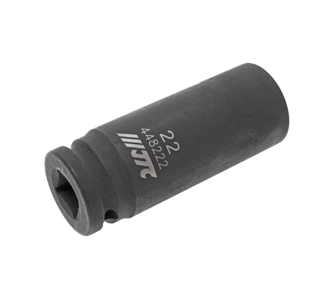 JTC-448222 - Головка торцевая 1/2" 22мм ударная глубокая L=82мм JTC - 
  6 граней, метрический размер. 
  Изготовлена из высококачественной хром-молибденовой стали. 
  Размер: 1/2"х22 мм.
  Общая длина: 82 мм. 
  Количество в оптовой упаковке: 1