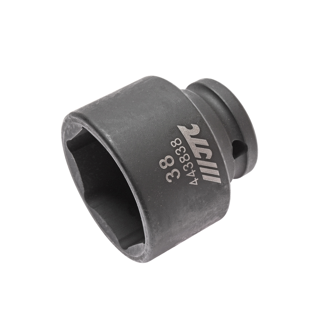 JTC-443838 - Головка торцевая 1/2" 38мм ударная L=48мм JTC - 
  6 граней, метрический размер. 
  Изготовлена из высококачественной хром-молибденовой стали. 
  Размер: 1/2"х38 мм.
  Общая длина: 48 мм. 
  Количество в оптовой упаковке: 5 шт. и 50