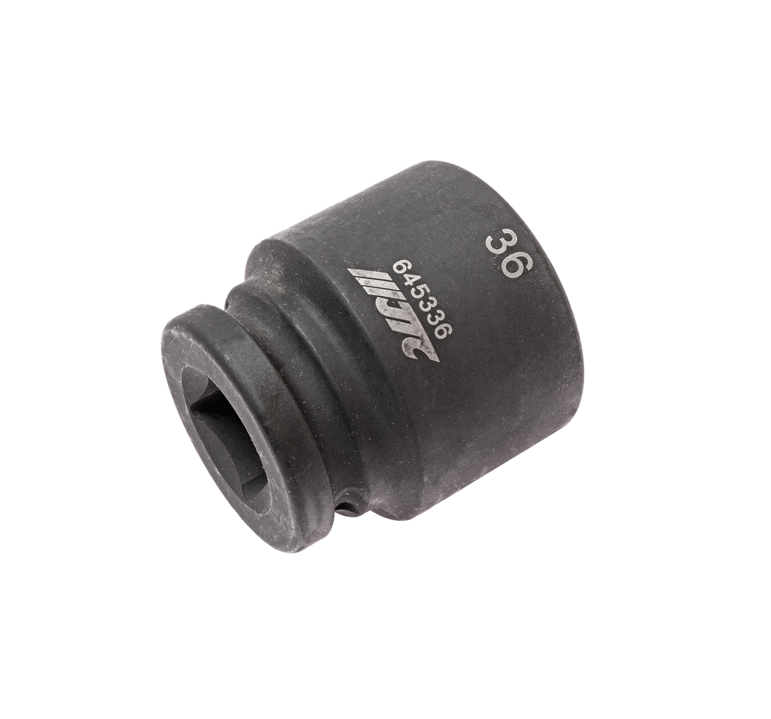 JTC-645336 - Головка торцевая 3/4" 36мм 12-ти гранная ударная L=56мм JTC - 
	12 граней, метрический размер.
	Изготовлена из высококачественной хром-молибденовой стали.
	Размер: 3/4"х36 мм.
	Общая длина: 56 мм.
	Габаритные размеры: 56/54/54 мм. (Д/Ш/В