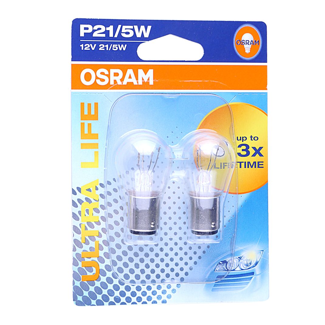 Автолампа P21/5W (BAY15d) ULTRA LIFE (блистер, 2шт) 12V OSRAM /1/10