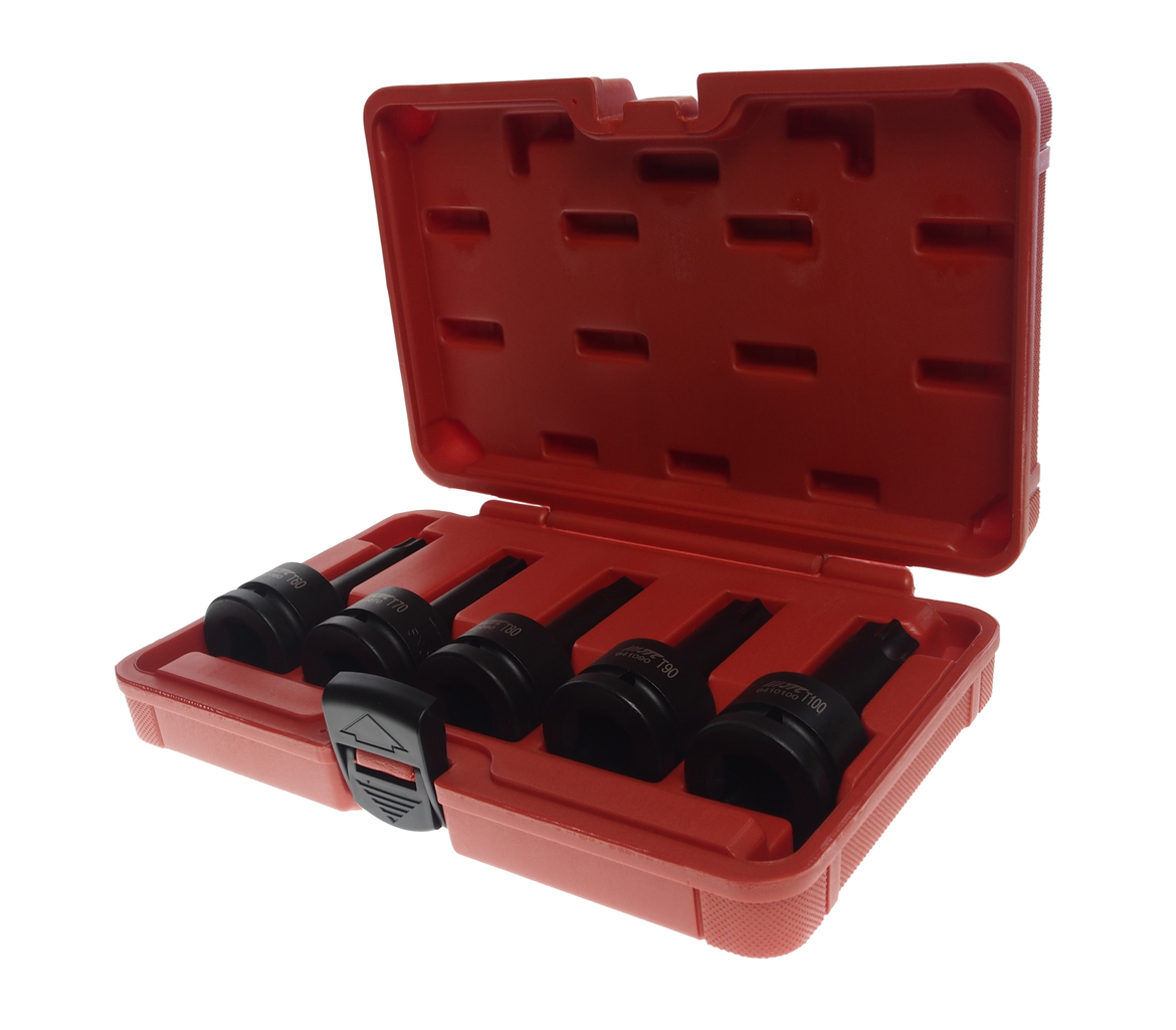 JTC-J605T - Набор головок торцевых 3/4" TORX (Т60-Т100) ударных L=100мм 5 предметов в кейсе JTC - 
Комплектация: T-60, 70, 80, 90, 100.
3/4" DR.
Материал: SNCM8660.
Длина: 100 мм.
