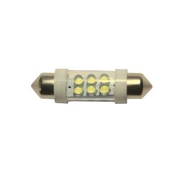 Автолампа C10W (SV8,5) 6 LED WHITE 6000K 39мм 120лм  24V MEGAPOWER /10 /100