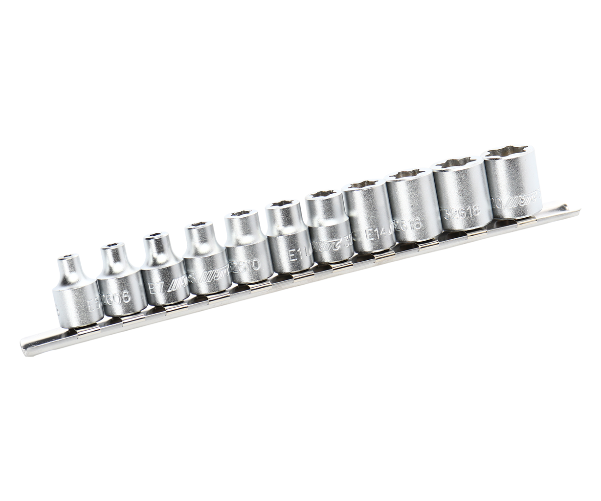 JTC-7124 - Набор головок STAR SOCHET 3/8" E5-E20 11 предметов JTC - 
Специально разработаны для низкопрофильных болтов TORX где обычный ключ не обеспечивает полного контакта с крепежом;
Комплектация: головки 3/8" Dr. размеров E5, E6, E7, E8, E10, E11, E12