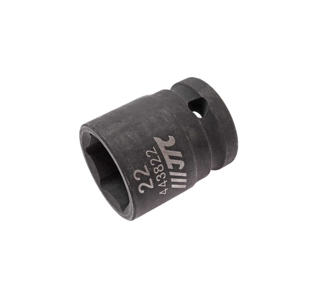 JTC-443822 - Головка торцевая 1/2" 22мм ударная L=38мм JTC - 
  6 граней, метрический размер. 
  Изготовлена из высококачественной хром-молибденовой стали. 
  Размер: 1/2"х22 мм.
  Общая длина: 38 мм. 
  Количество в оптовой упаковке: 10 шт. и 1
