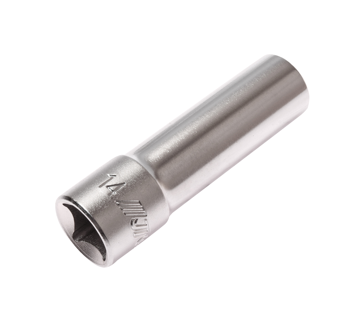 JTC-47614 - Головка торцевая 1/2" 14мм глубокая L=76мм JTC - 
  6 граней, метрический размер. 
  Изготовлена из закаленной хром-ванадиевой стали.    
  Размер: 1/2&rdquo;х14 мм.
  Общая длина: 76 мм.    
  Количество в оптовой упаковке: 10 шт. и 200 