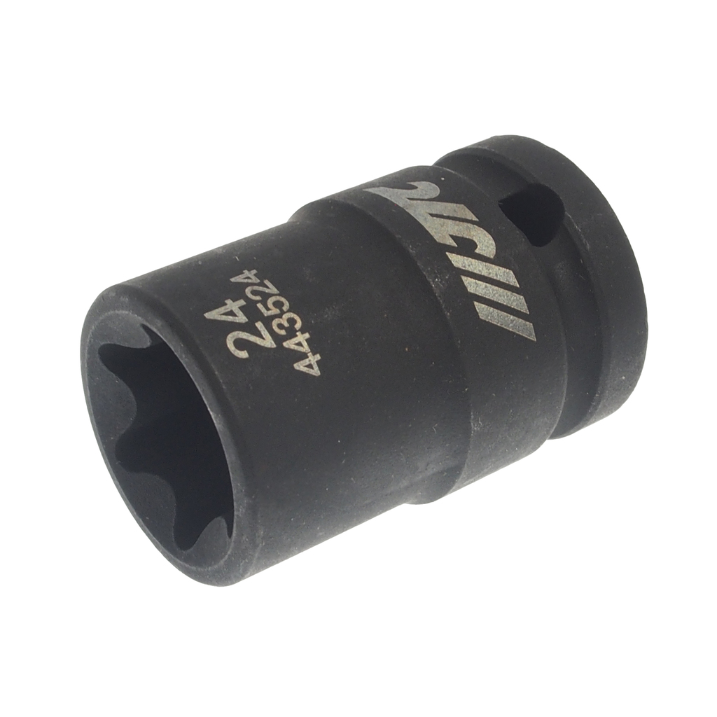 JTC-443524 - Головка торцевая 1/2" TORX E24 ударная JTC - 
6 граней, размер E24.
Изготовлена из высококачественной хром-молибденовой стали.
Присоединительный квадрат: 1/2".
Общая длина: 45 мм.
Габаритные размеры: 28/30/45 (Ш1/Ш2/Д)
