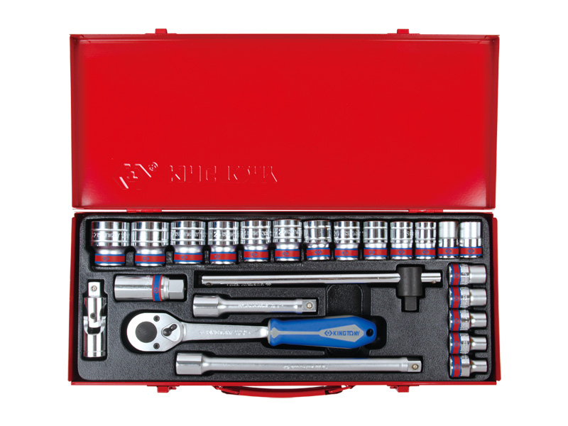 Набор торцевых головок с принадлежностями 1/2 двенадцатигранные,  24 предмета KING TONY 4028SR