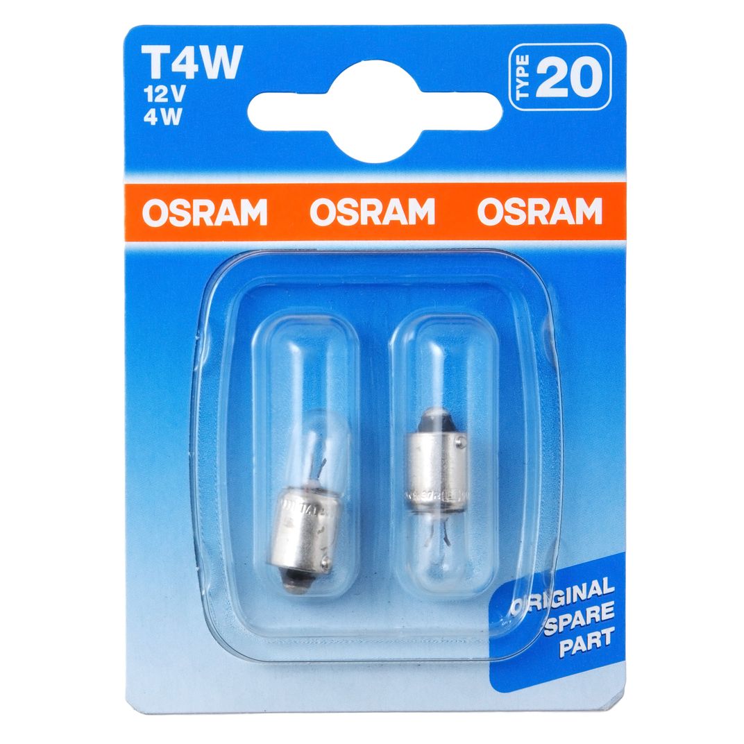 Автолампа T4W (BA9s) (блистер, 2шт) 12V OSRAM /1/10
