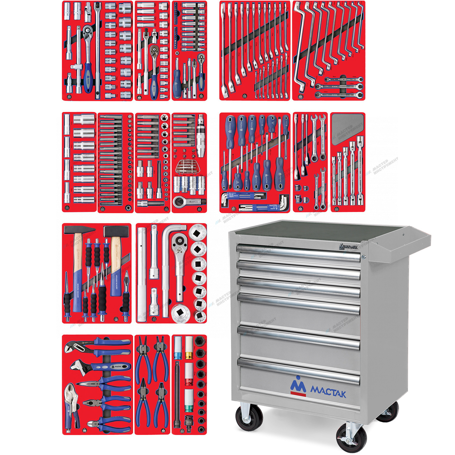 Набор инструментов ""ЭКСПЕРТ"" в серой тележке, 323 предмета