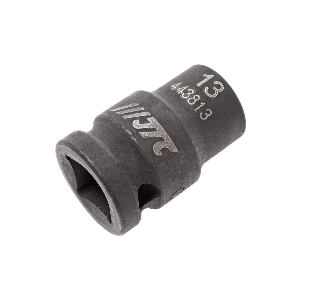 JTC-443813 - Головка торцевая 1/2" 13мм ударная L=38мм JTC - 
  6 граней, метрический размер. 
  Изготовлена из высококачественной хром-молибденовой стали. 
  Размер: 1/2"х13 мм.
  Общая длина: 38 мм. 
  Количество в оптовой упаковке: 10 шт. и 2