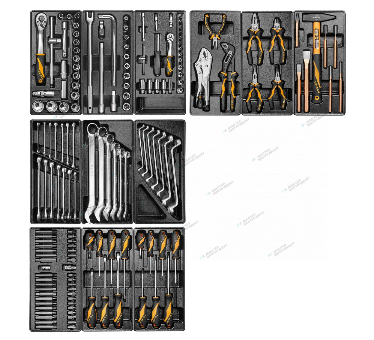 Набор инструментов "BOXER" для тележки, 12 ложементов, 157 предметов TOLSEN TT85415-157