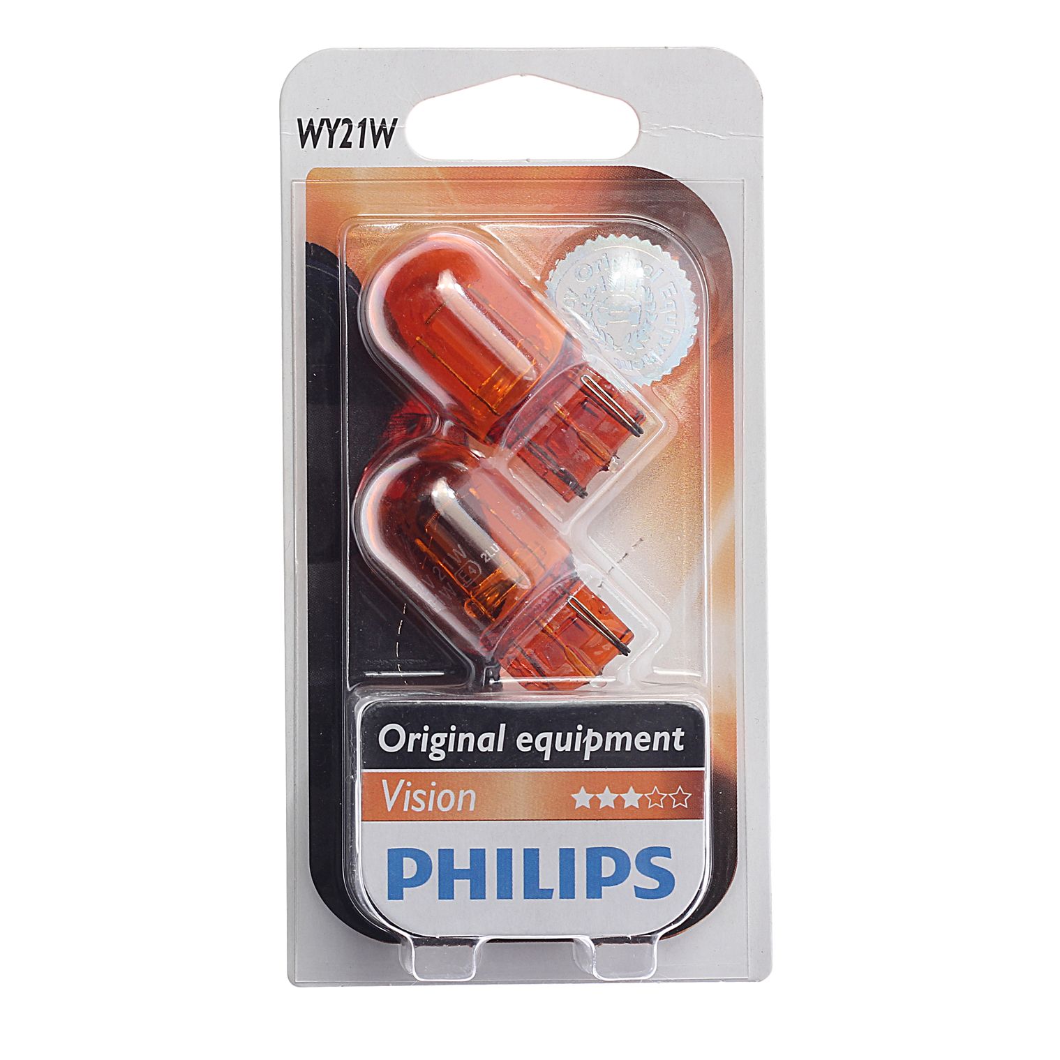 Автолампа WY21W (W3*16d) YELLOW (блистер, 2шт) 12V PHILIPS /1/10