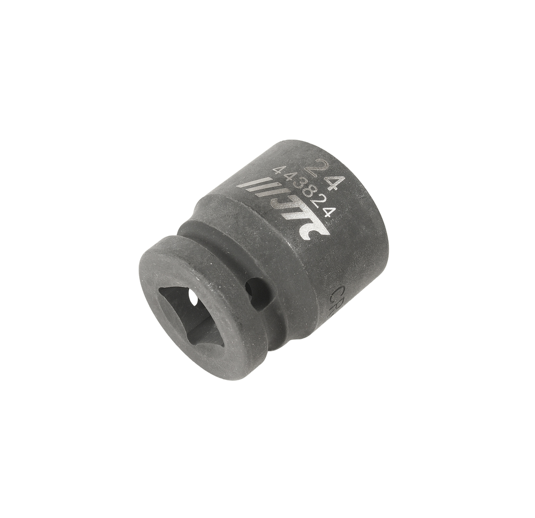 JTC-443824 - Головка торцевая 1/2" 24мм ударная L=38мм JTC -  
6 граней, метрический размер.  
Изготовлена из высококачественной хром-молибденовой стали.  
Размер: 1/2"х24 мм. 
Общая длина: 38 мм.  
Количество в оптовой упаковке: 10 шт. и 100 шт