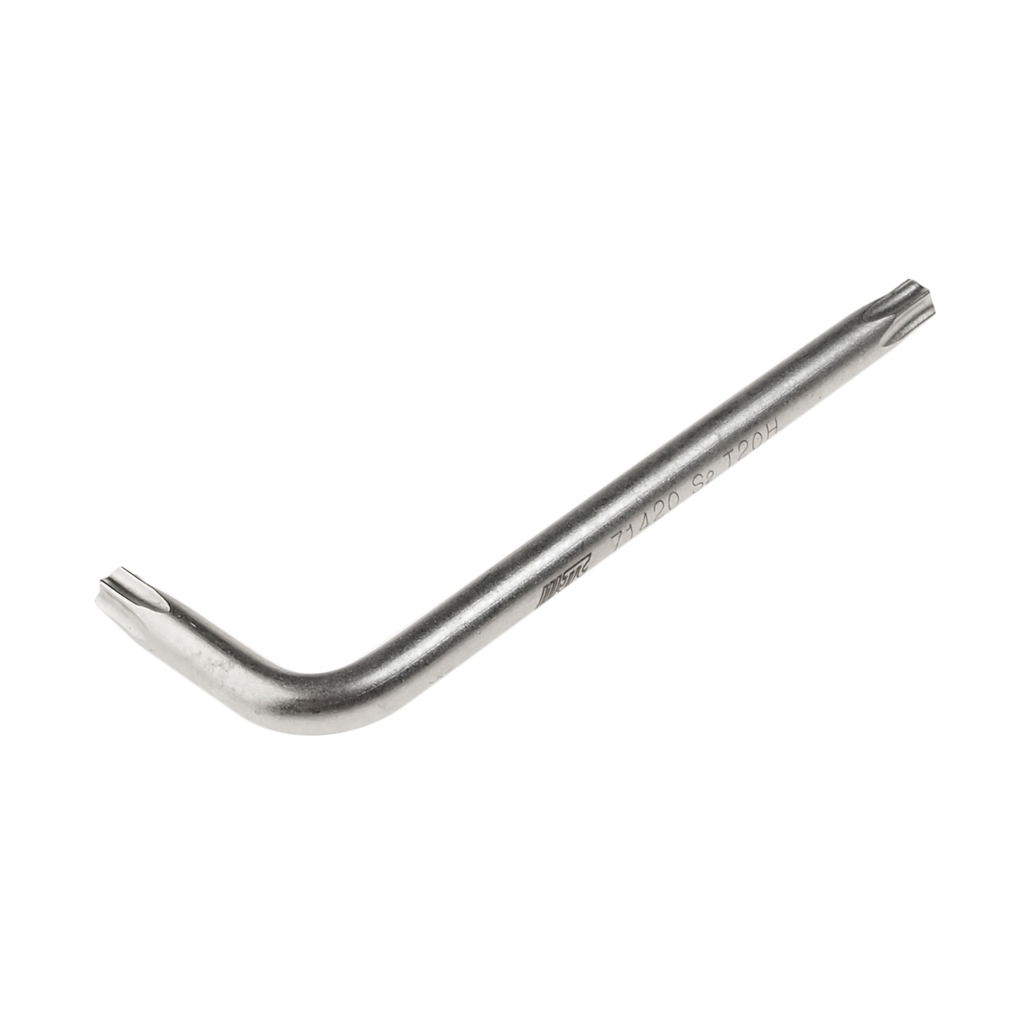 JTC-71420 - Ключ TORX Г-образный T20H с отверстием JTC - 
Материал: S2 сталь.
Размер: T20H.
Размер удлиненной части: 57 мм.
Размер короткой части: 19 мм.
