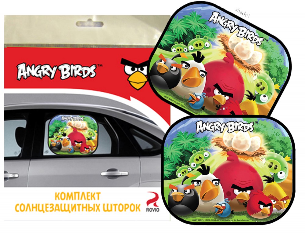 Комплект солнцезащитных шторок Angry Birds, 2 шт, 44х36 см