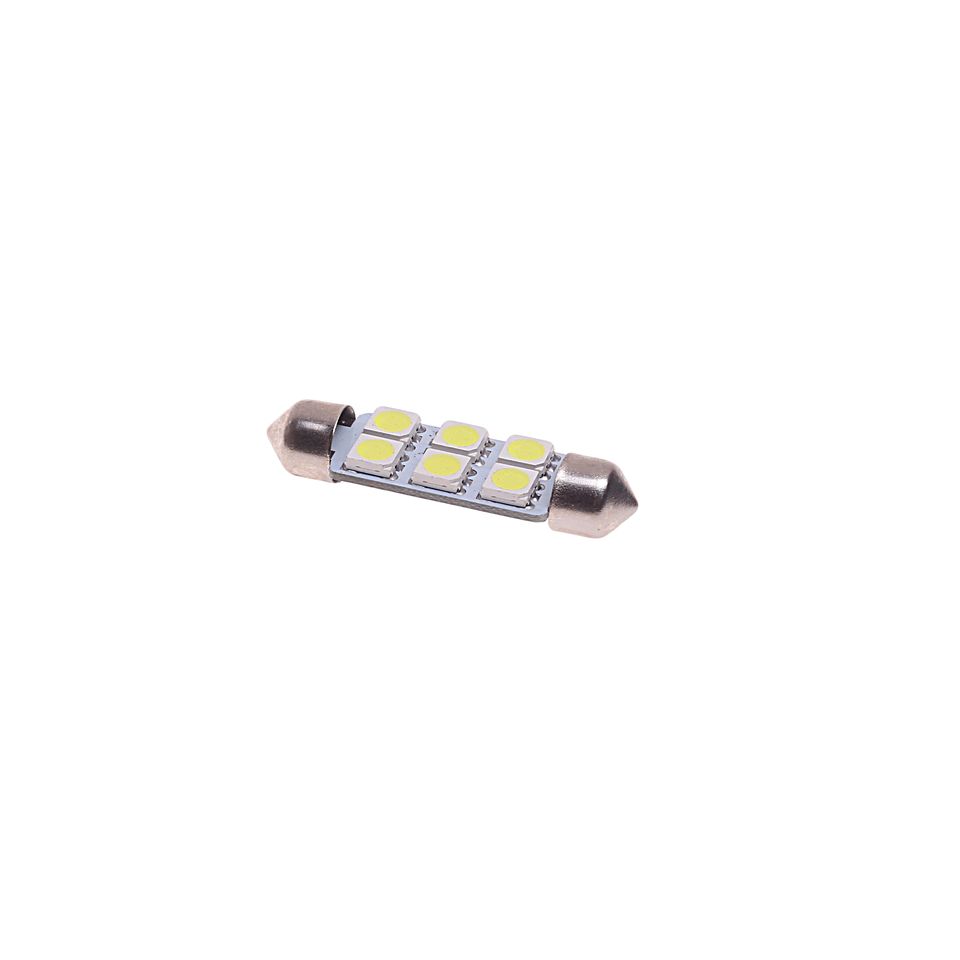 Автолампа C10W (SV8,5) 6 SMD 5050 WHITE 6000K 41мм 120лм   12V MEGAPOWER /10 /100