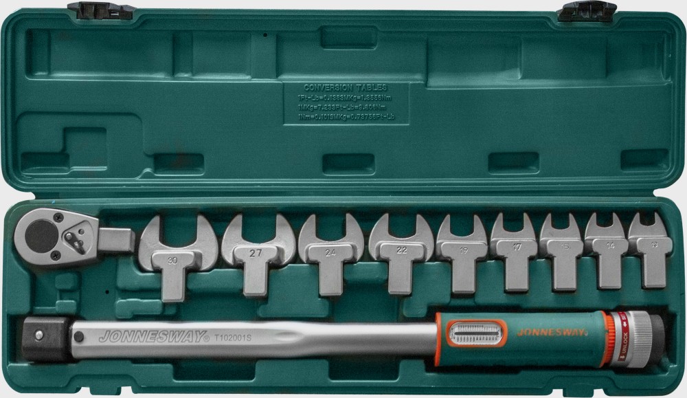 Набор: динамометрический ключ 1/2"DR со шкалой 40-200 Нм и насадки 12-30 мм, 11 предметов