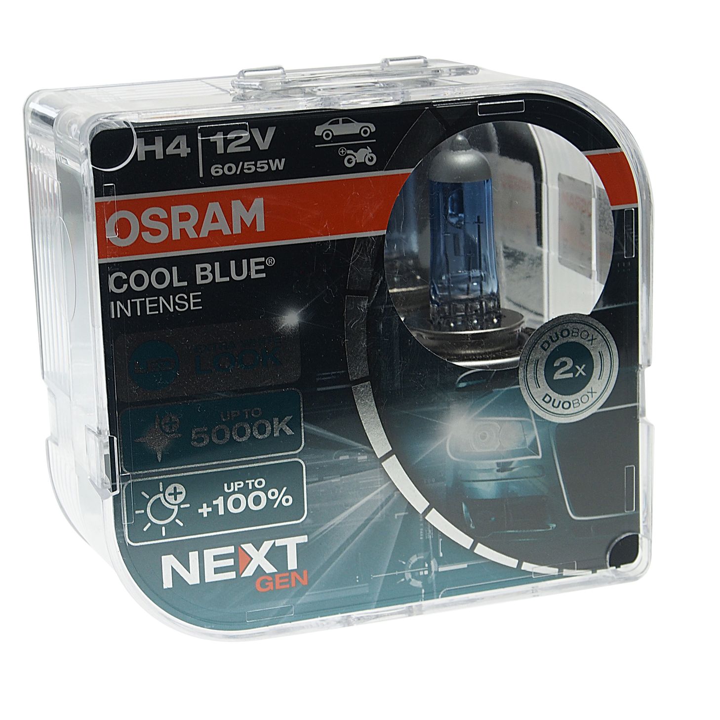 Автолампа H4 (60/55) P43t-38+100% COOL BLUE INTENSE (NextGen) (ЭКОбокс, 2шт) до 5000K 12V OSRAM /1/1