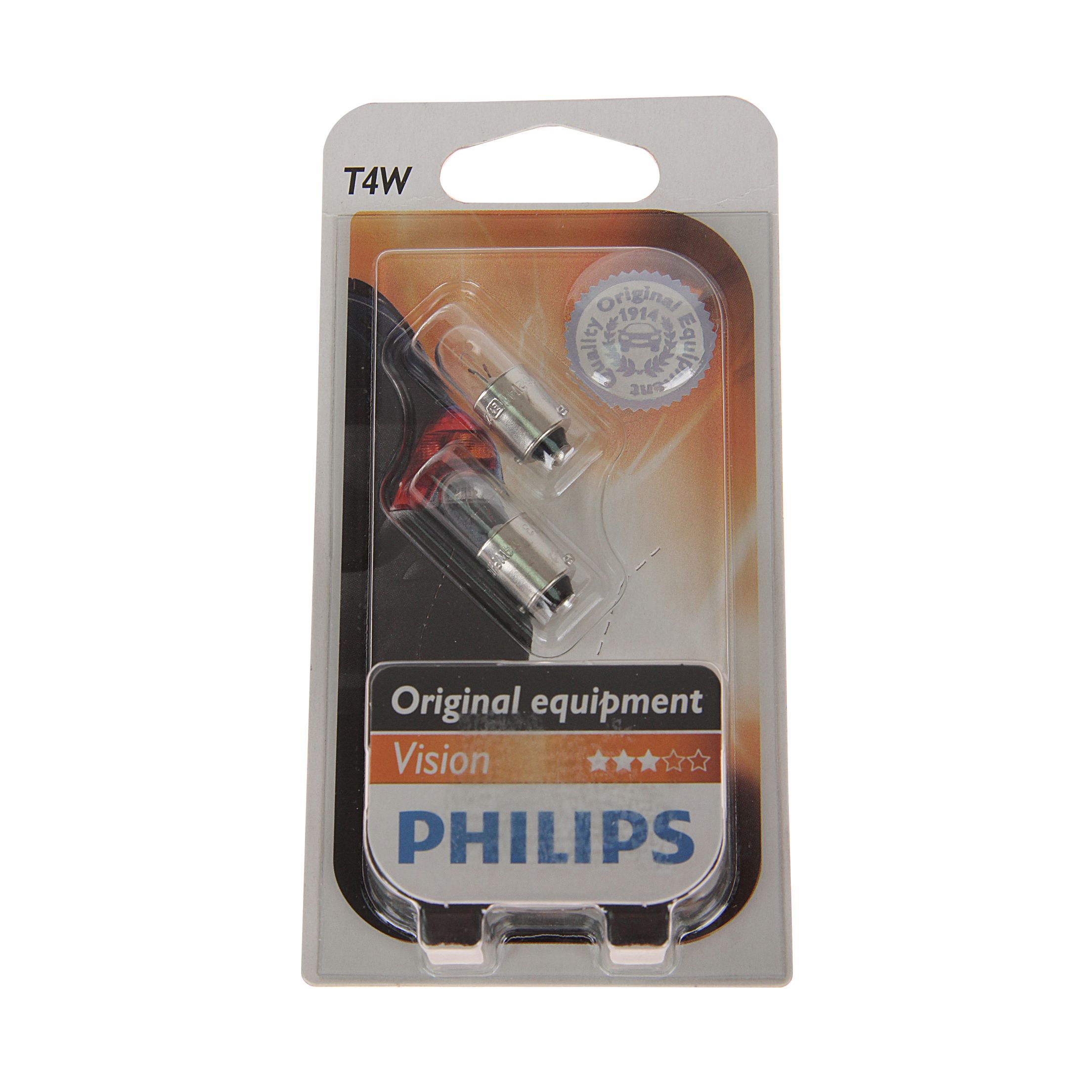 Автолампа T4W (BA9s) (блистер, 2шт) 12V PHILIPS /1/10