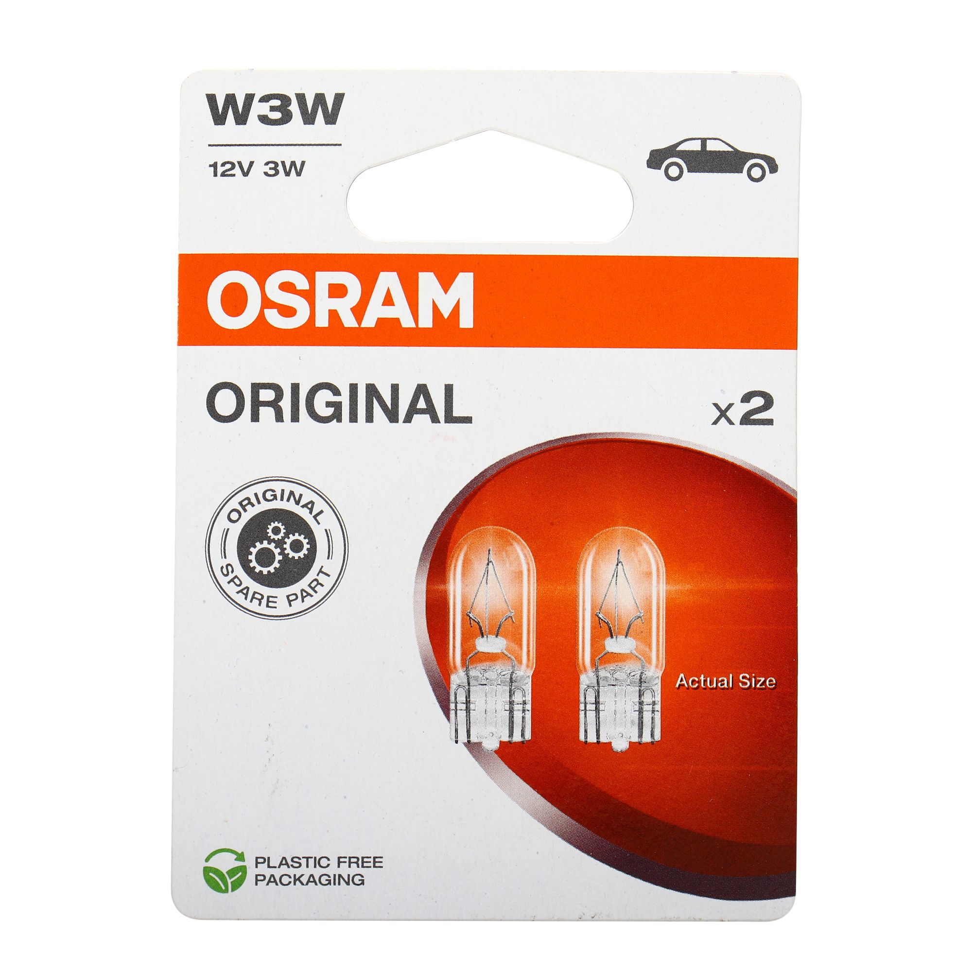 Автолампа W3W (W2.1*9.5d) (2шт) 12V OSRAM /1/10