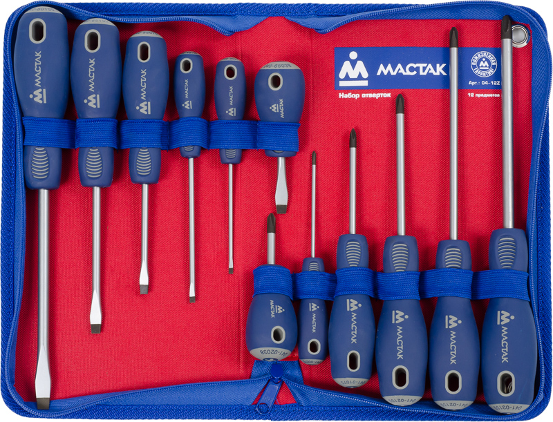 Набор отвёрток в футляре  МАСТАК 04-12Z