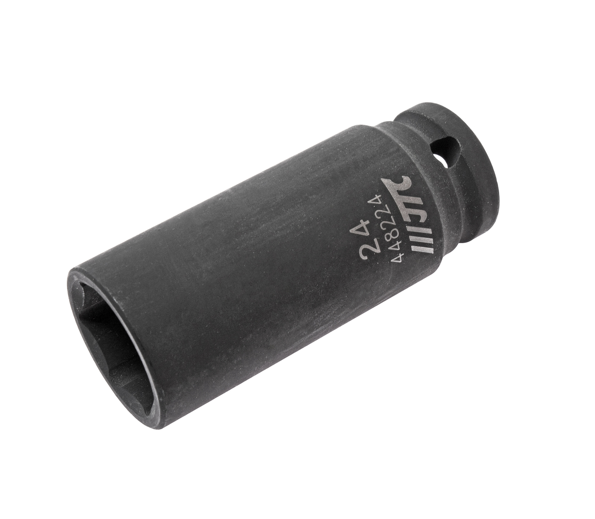 JTC-448224 - Головка торцевая 1/2" 24мм ударная глубокая L=82мм JTC - 
  6 граней, метрический размер. 
  Изготовлена из высококачественной хром-молибденовой стали. 
  Размер: 1/2"х24 мм.
  Общая длина: 82 мм. 
  Количество в оптовой упаковке: 1