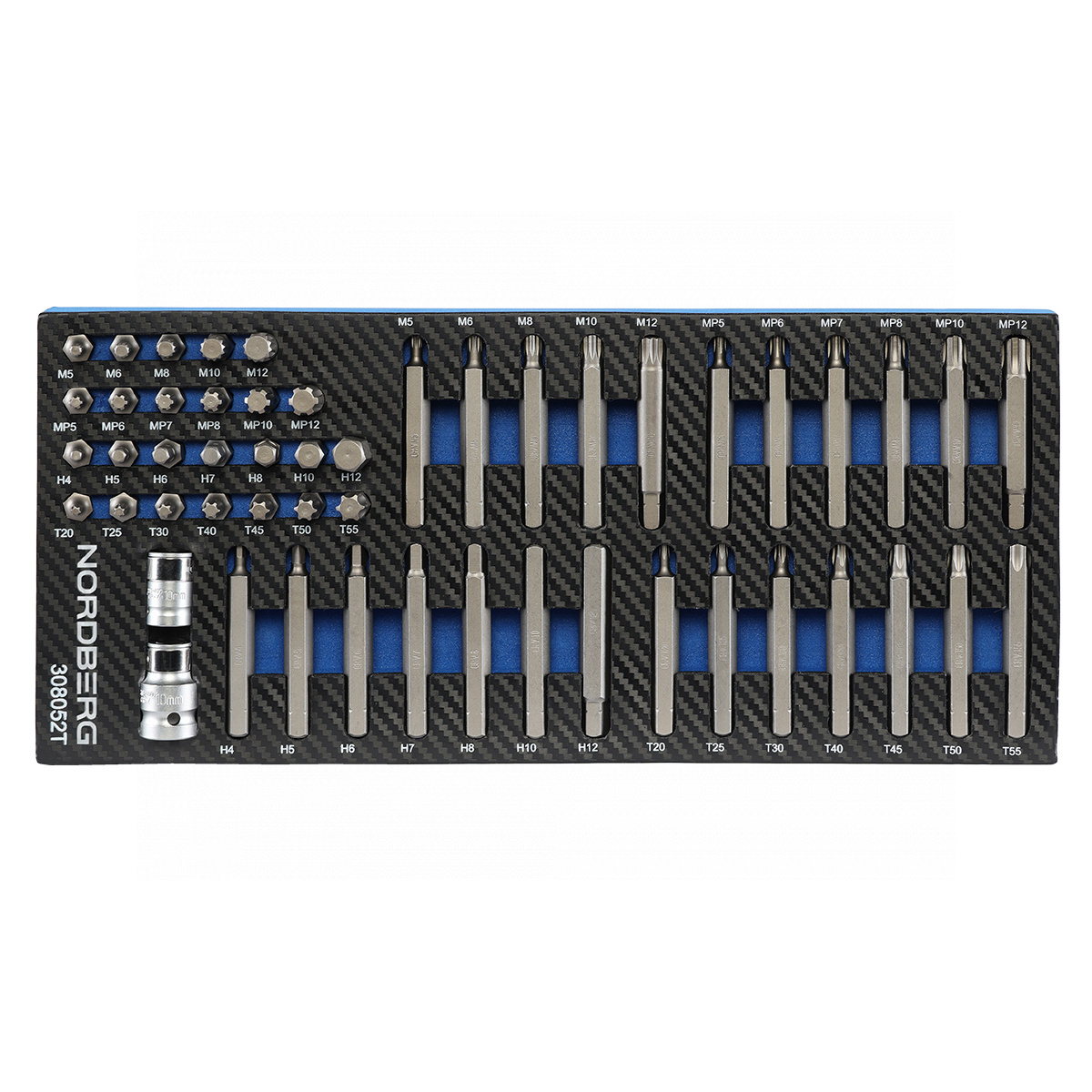 Набор бит в ложементе, 52 предмета NORDBERG 308052T