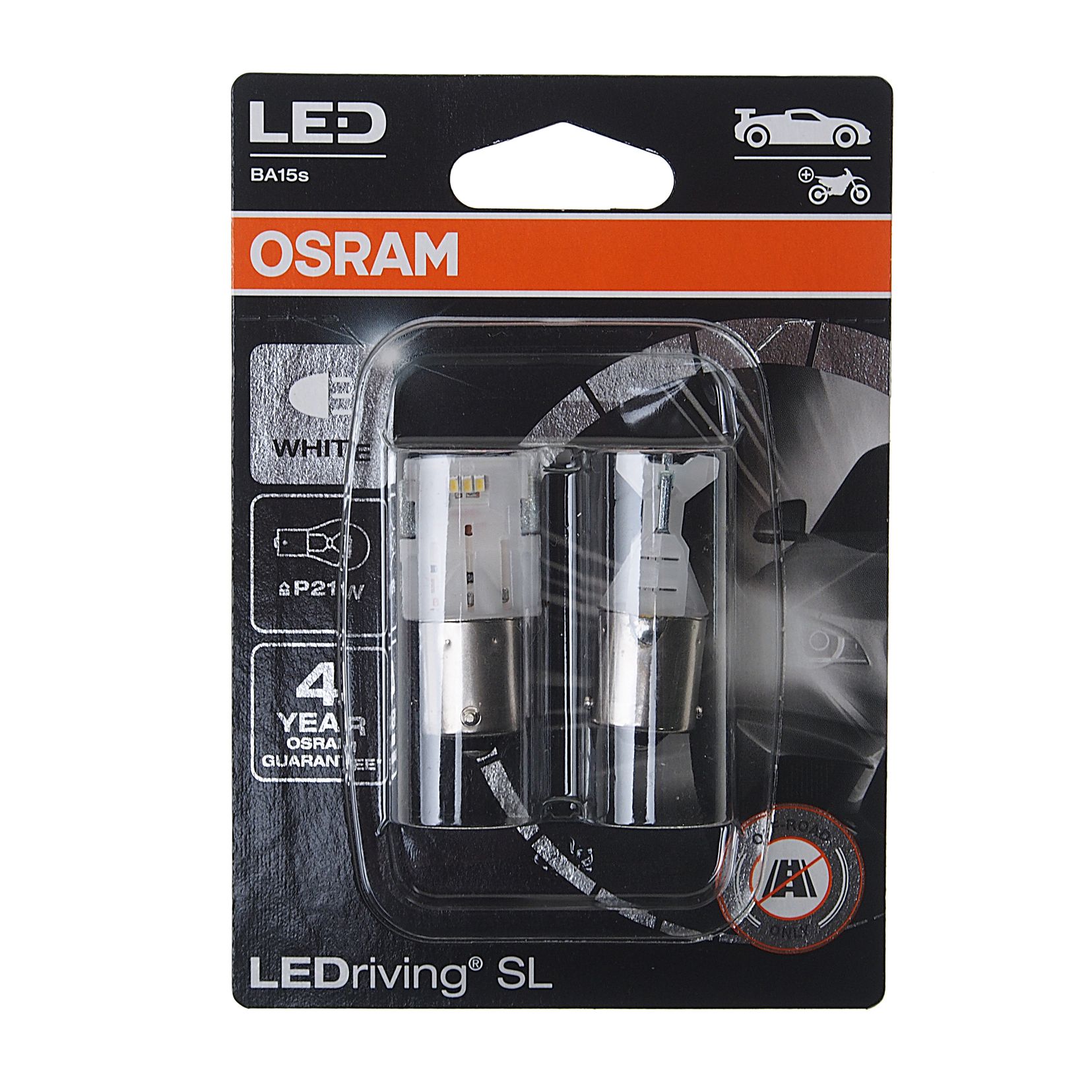 Автолампа P21W (BA15s) LED (блистер, 2шт) 6000К 12V OSRAM /10