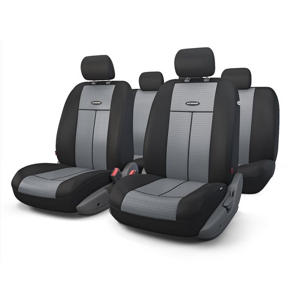 Чехлы на сиденье TT-902M  BLACK/DARK GREY полиэстер-сетка, AIRBAG (9шт) AUTOPROFI /1/6