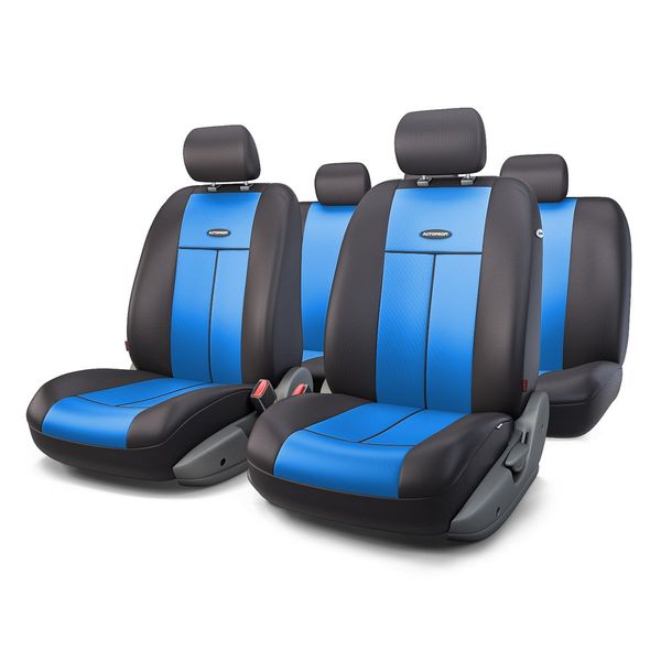 Чехлы на сиденье TT-902P  BLACK/BLUE полиэстер, AIRBAG (9шт) AUTOPROFI /1/6
