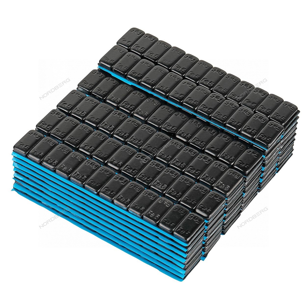 Грузики самоклеящиеся (12х5 г) Fe закругленные L=14 см, черные, 50 лент NORDBERG W5FR3B