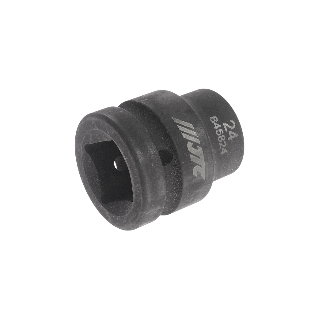 JTC-845824 - Головка торцевая 1" 24мм ударная L=58мм JTC -  
Изготовлена из высококачественной хром-молибденовой стали.  
6 граней, метрический размер. 
Размер: 1"х24 мм. 
Длина: 58 мм.  
Габаритные размеры: 70/60/60 мм. (Д/Ш/В)  
Вес: 521 гр. 